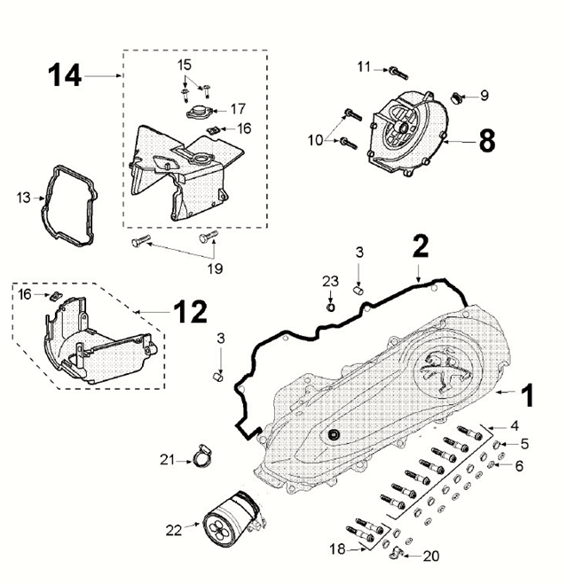 Gehäusedeckel 2 Peugeot Django 4-Takt E5