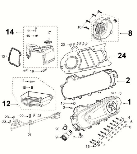 Kurbelgehäusedeckel - Kurbelgehäusedeckeldichtung Peugeot Kisbee 4-Takt Euro 5