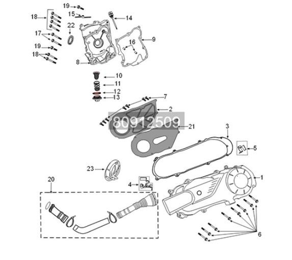 Housing cover Peugeot Tweet 125i E5 FL 2023-2025