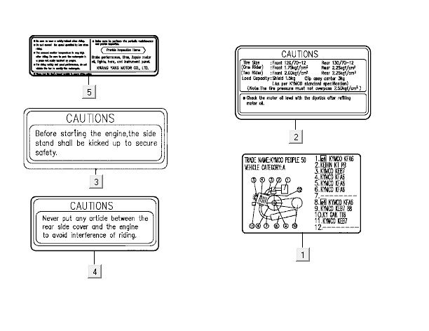 Infoaufkleber Kymco Vitality 2t ac rot