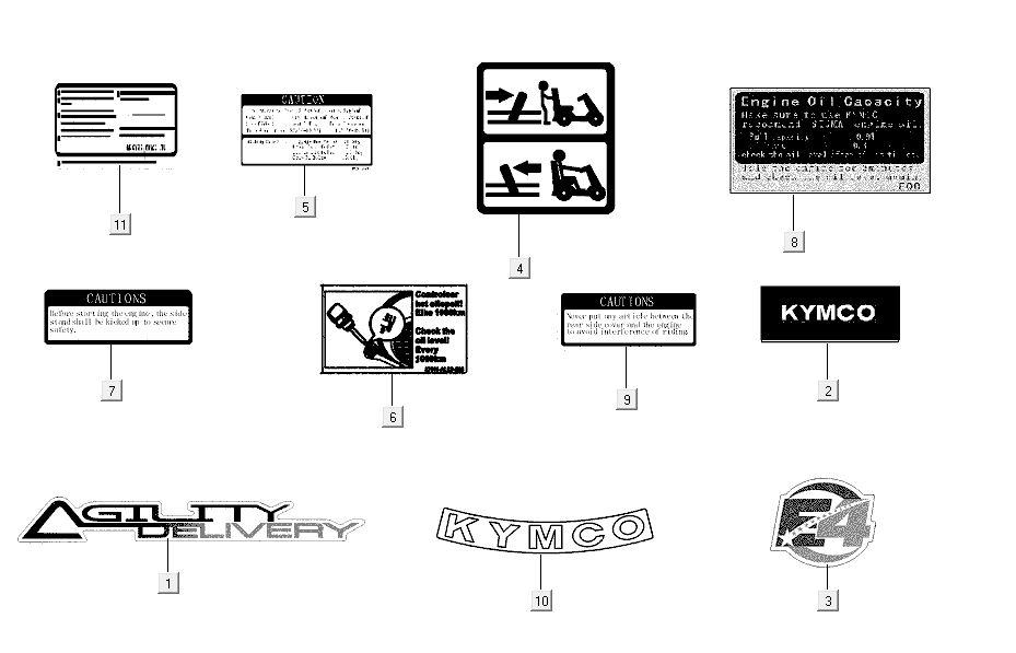 Infostickers Kymco Agility Delivery 4-Takt euro4 weiß