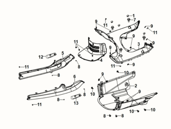 Inner fender - floor panel - center c. Sym Fiddle IV 125i LC ABS E5 2020-2021 GRAY (GY-7547UL)