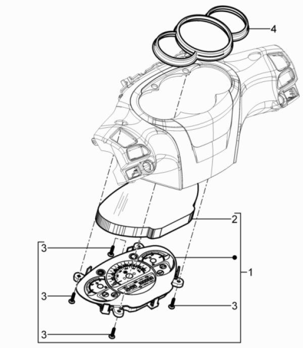 Instrumentengruppe - Cruscotto Piaggio Beverly 125 RST 4T 4V IE E3 2010-2015 (EMEA)