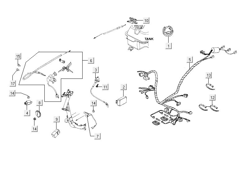 Kabelbaum Zündung Kymco Agility Fat 12' 4-Takt