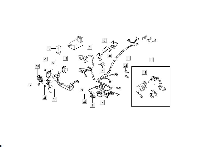 Kabelbaum - Kontakt Kymco Super9 2-Takt nm Silber