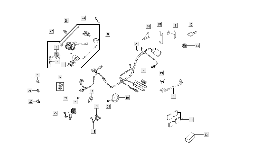 Kymco Like Kabelbaum von 2018-Kabelboom Kymco Like vanaf 2018 zwart