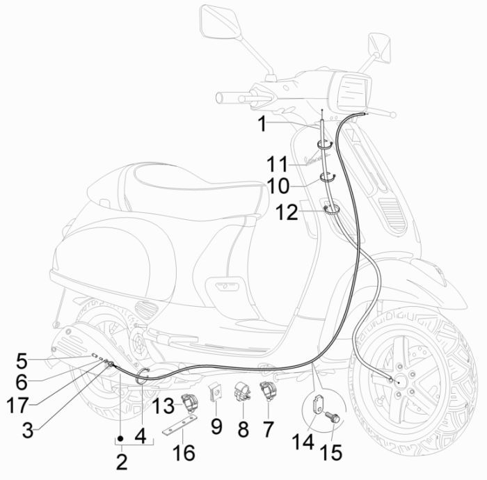 Kabel Vespa S 25km 4-Takt-2-Ventil