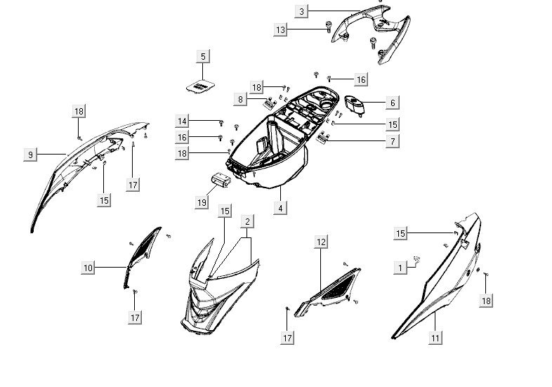 kapdels-hinten Kymco Agility RS 4-Takt rot