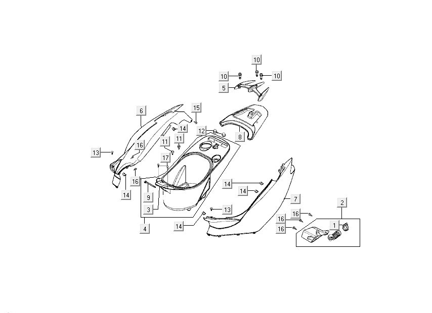 kapdels-hinten Kymco Super9 Wechselstrom o.m 2-Takt-Rennen Schwarz Gelb