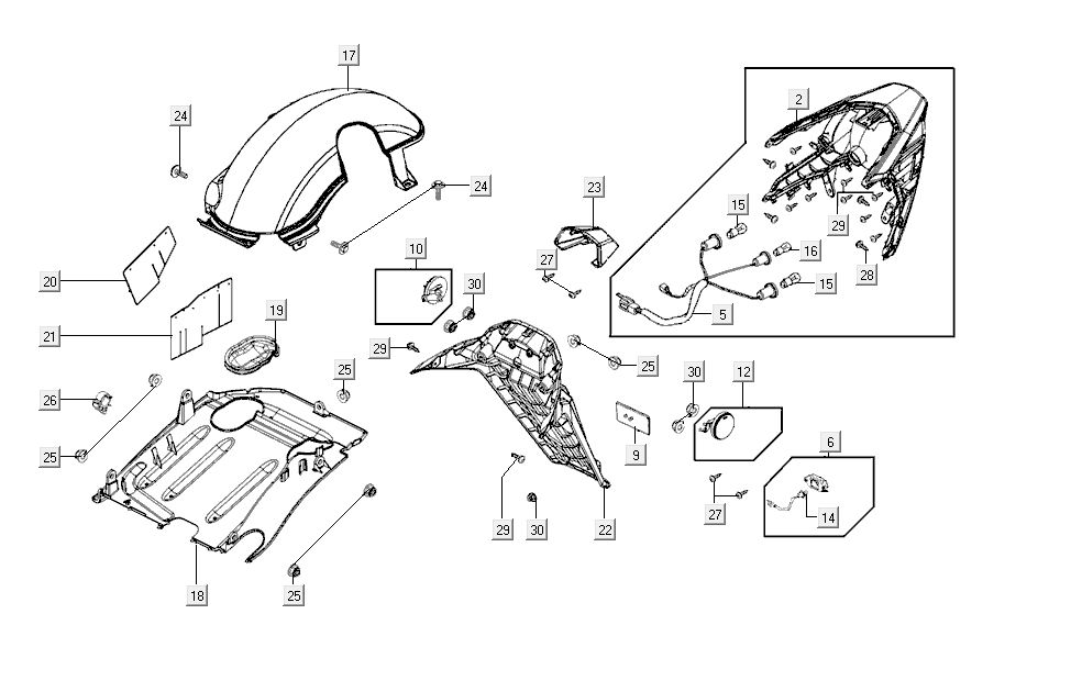 Hauben - Rücklicht Kymco G-Dink 2-Takt Dunkelgrau