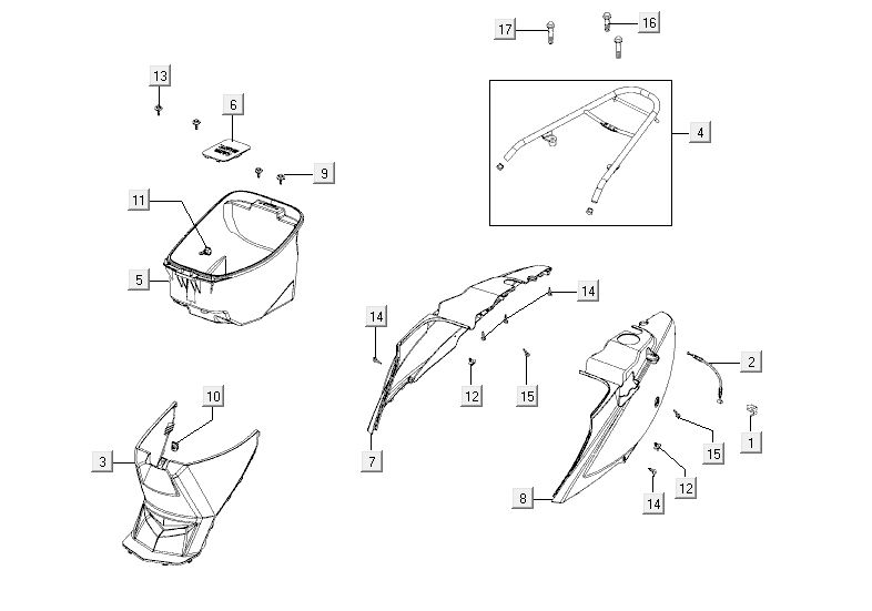 Hintere Kapdelen Kymco Agility Fat 12' 4-Takt gelb