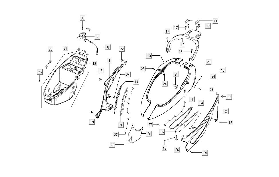 Heckhauben Kymco BW LC 2-Takt silber
