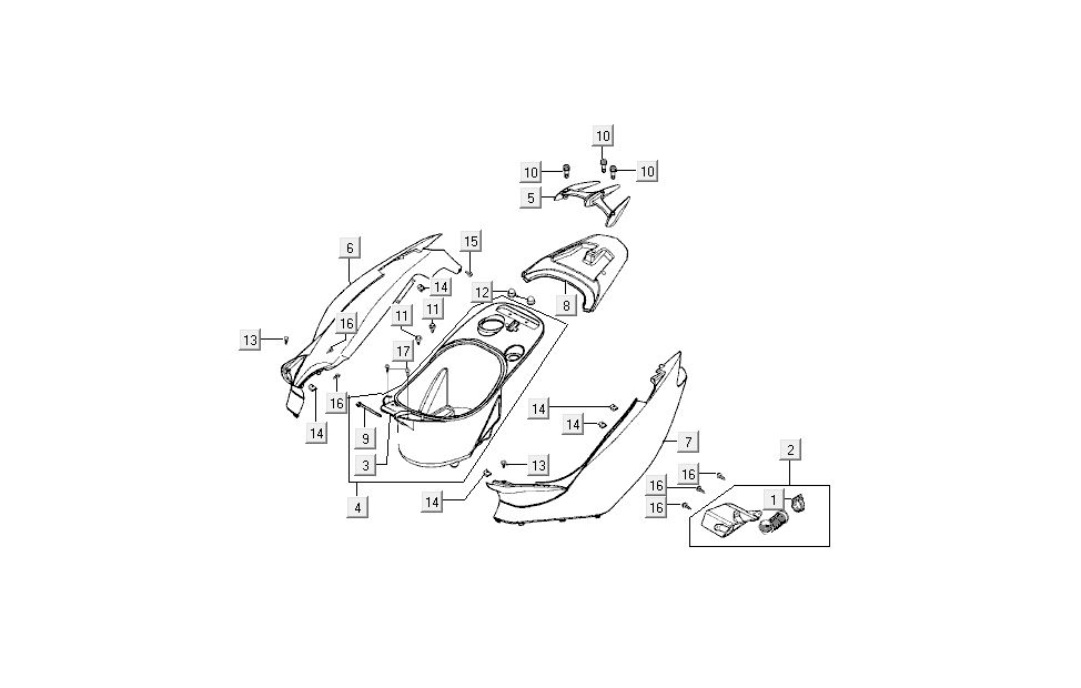 Heckhauben Kymco Super9 AC 2-Takt nm rot