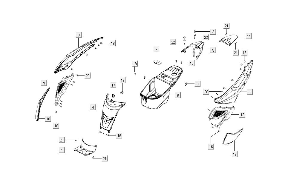 Heckhauben Kymco Super 8 4-Takt (2007-2009) orange