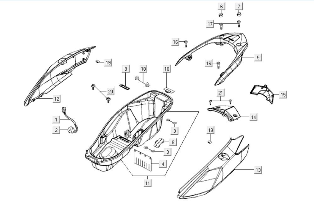 Rückseite Kymco Downtown 300i dunkelgrau