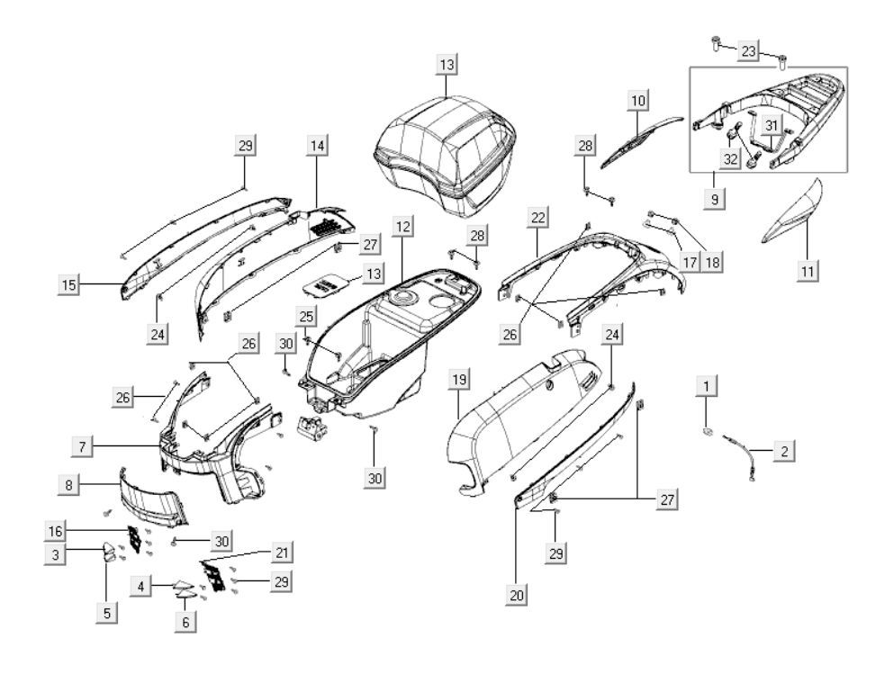 Heckhauben Kymco Like 125cc