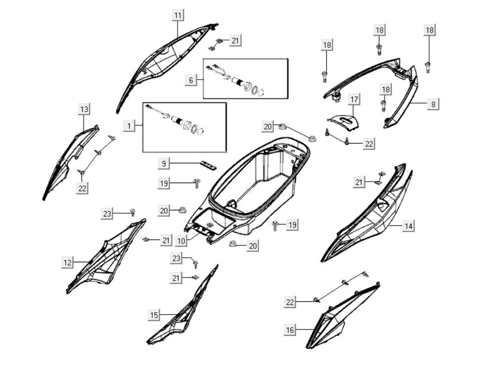 Heckhauben Kymco Xciting 400i Yellow