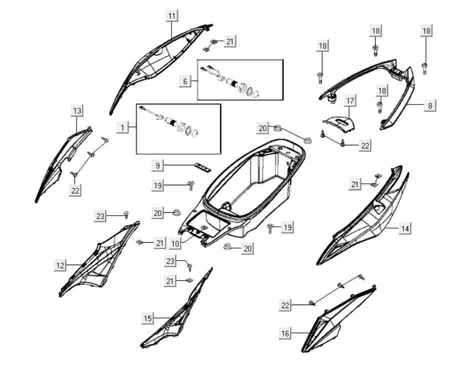 Heckhauben Kymco Xciting 400i Matt Black