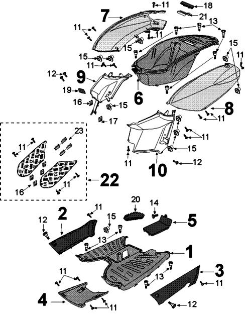Hintere Abdeckungen Peugeot Kisbee Celest Blue (euro4 ab 2018)