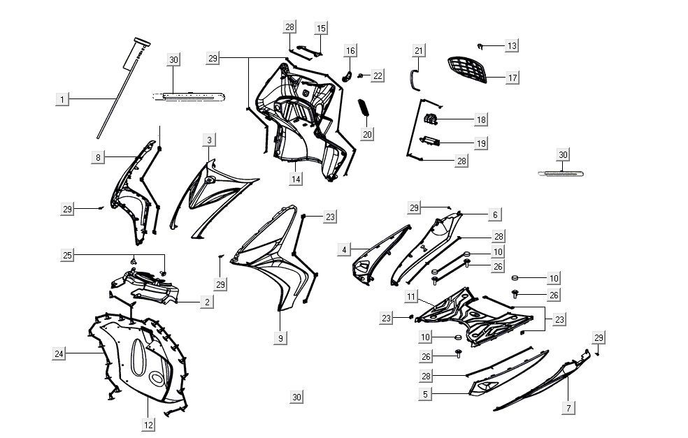 Kapdelen Kymco Agility 16'+ 4-Takt-Einspritzung euro4 mattgrau