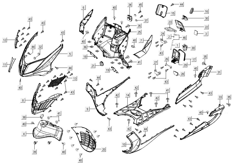 Kapdelen Kymco G-Dink 2-Takt Dunkelgrau