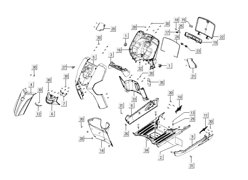 Kymco Like 4-Takt schwarz glänzend-partsproduct-Kapdelen-Kymco-Like-4-takt-zwart-glans