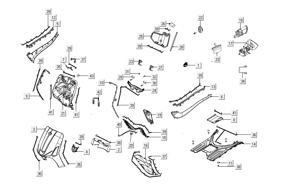 Abdeckteile Kymco Like von 2018 mattschwarz