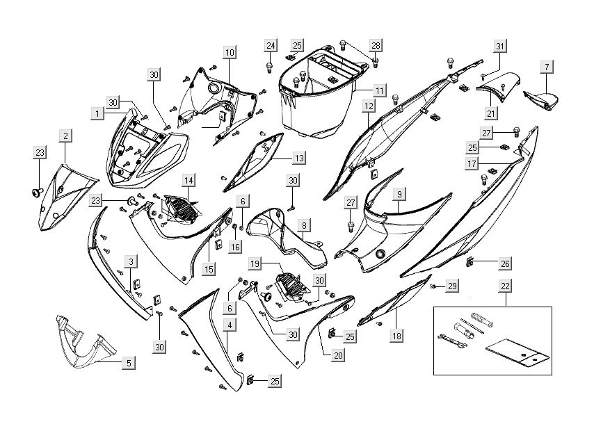 Umhangteile Kymco Nexxon 4-Takt dunkelgrau
