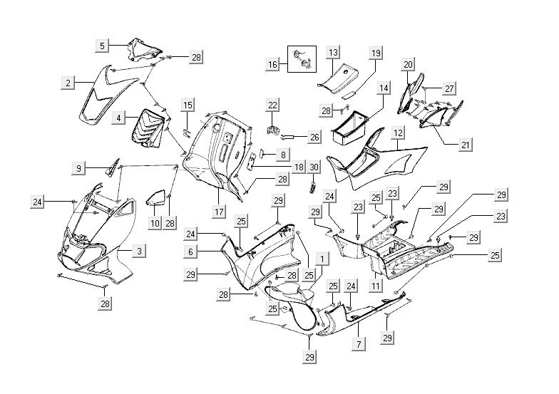 Hauben Kymco Super9 2t lc om mattschwarz-gelb