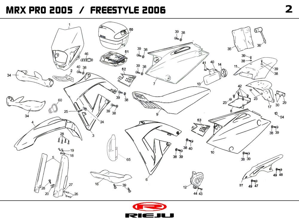 Motorhauben Rieju MRX pro blau 2006 2-Takt