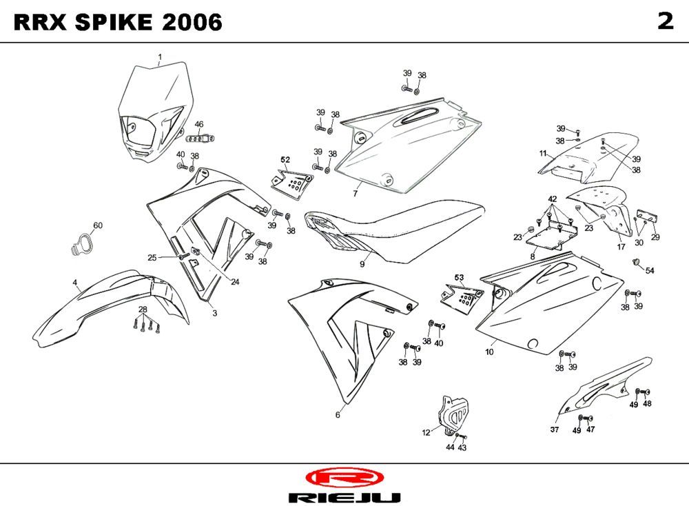 Motorhauben Rieju Spike-X blau 2009 2-Takt