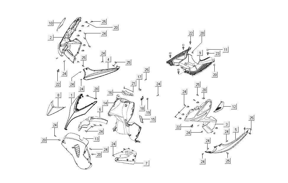 v-m Kymco Super 8 4-Takt (2007-2009) Blau gelb