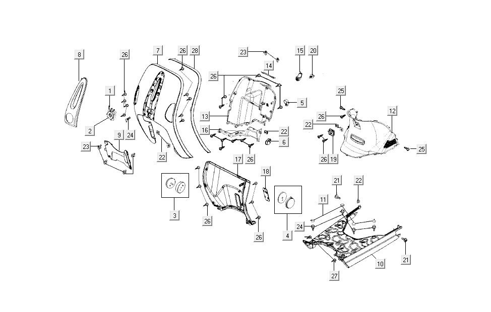 Mittelhaube vorne Kymco New Sento 4-Takt 50i Schwarz
