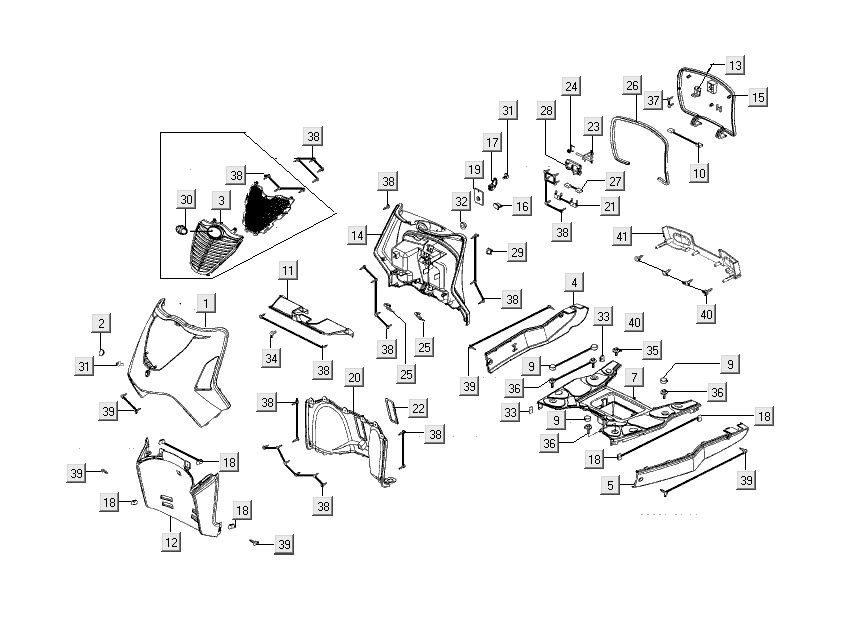 Kappenteile für Kymco People S 4-Takt crystal blue