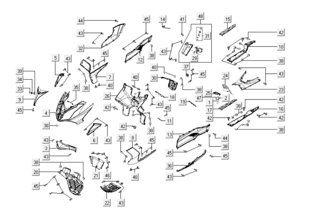 Vorderhaar schneidet Kymco Downtown 300i dunkelgrau