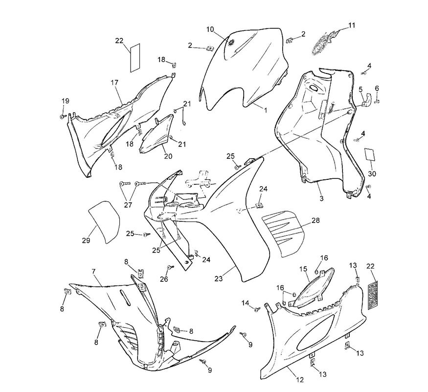 Abdeckungen Yamaha Jog-R AC 2-Takt
