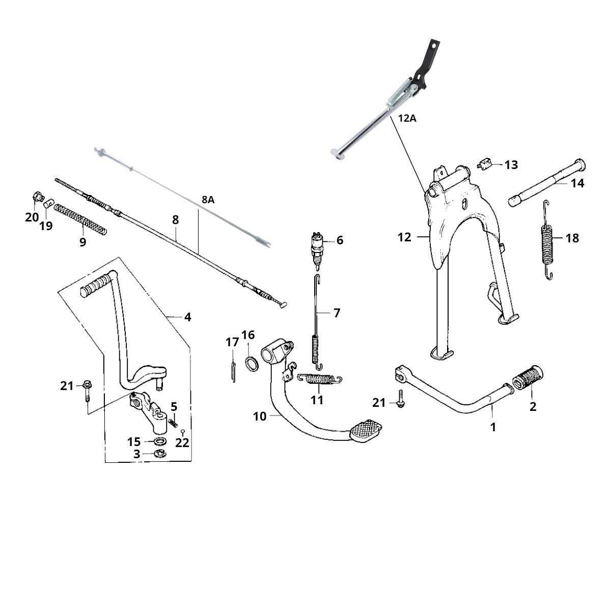 Kickstarter Honda MB50/MB80 Bremspedalschalter