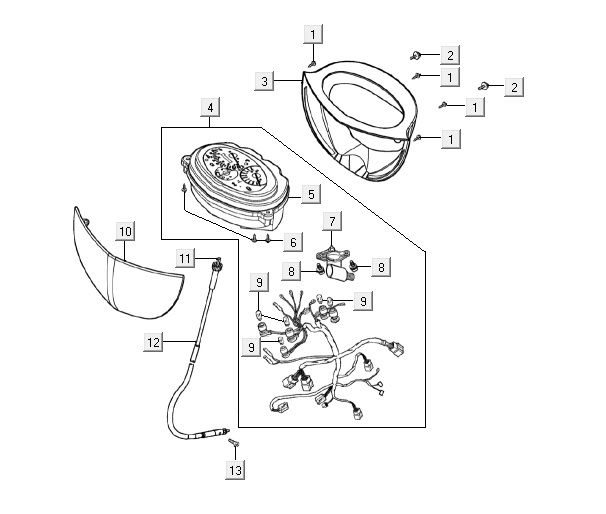 Tacho Kymco Super9 2t lc om mattschwarz-rot