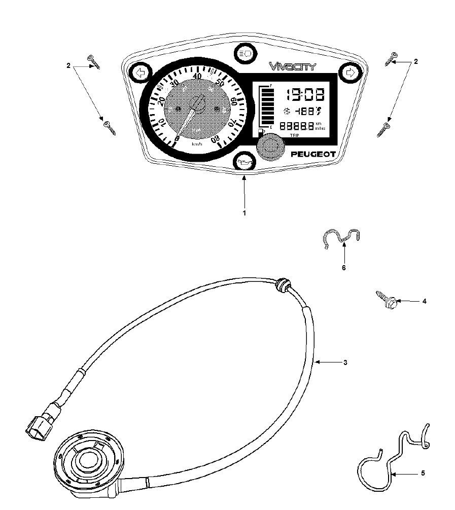 Tachometer - Tachowelle Peugeot Vivacity 3 50 2T AC