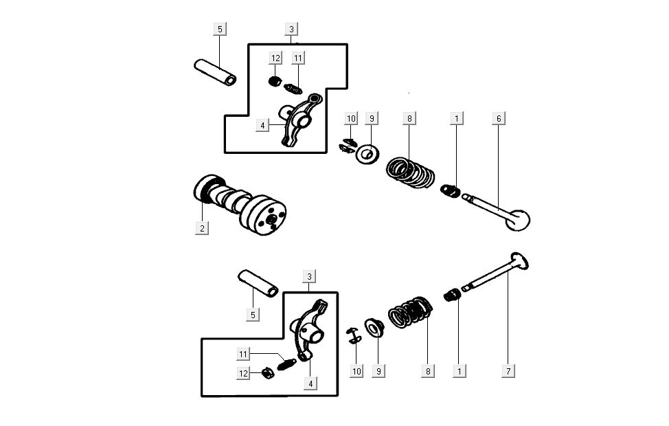 Nockenwelle - Ventile - Kipphebel Kymco K-Pipe 50 4T AC Weiß
