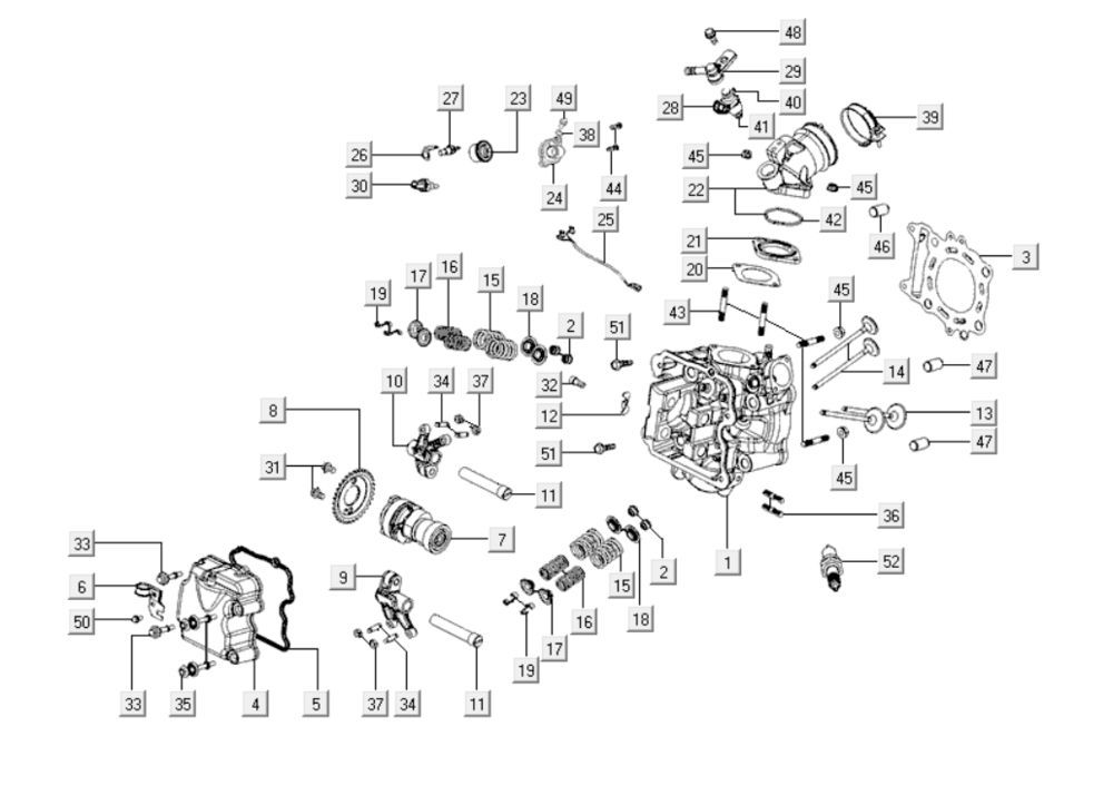Ventildeckel - Zylinderkopf Kymco Downtown 300i weiß