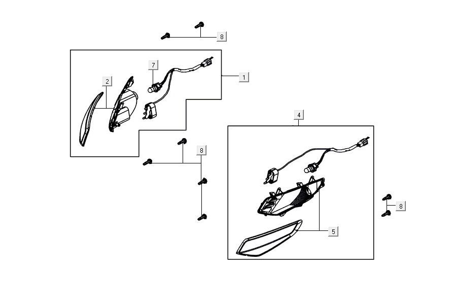 Blinklicht Kymco Agility 16'+ 4t glänzend schwarz
