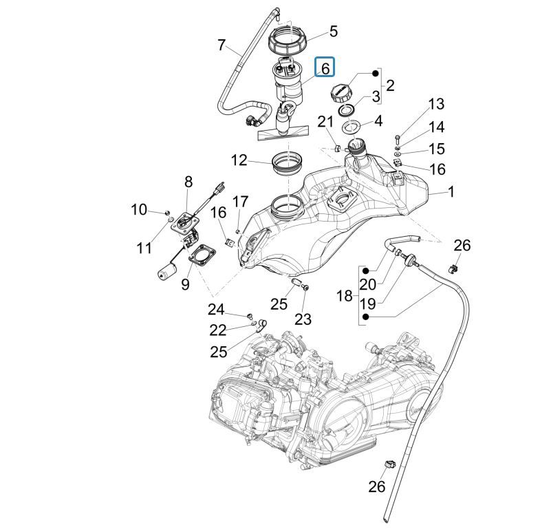 Kraftstofftank Vespa Sprint 125 4T 3V IE ABS