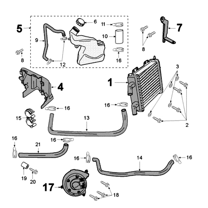 Kühlsystem Peugeot Jet Force LC Einspritzung Blau