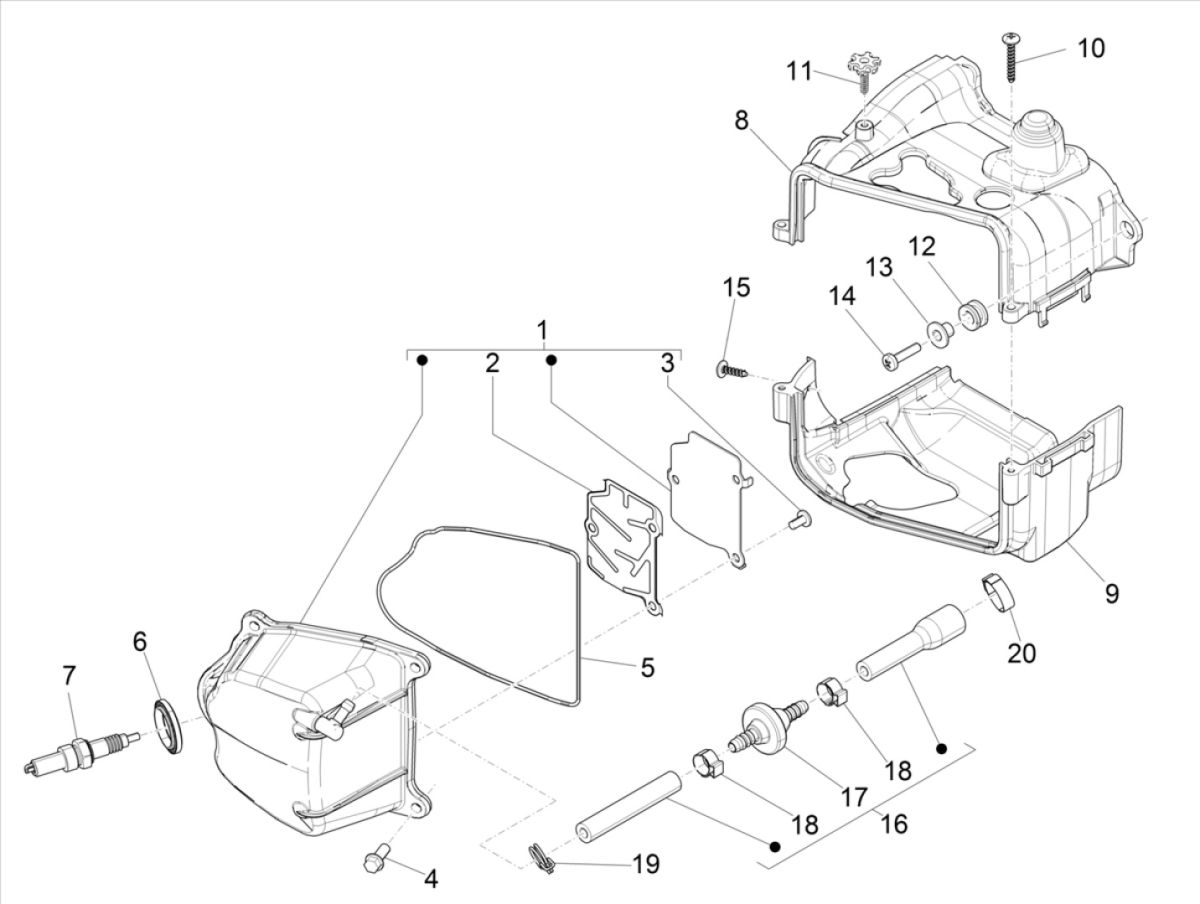 Kühlkappe - Ventildeckel Vespa Sprint 4-Takt 3-Ventil (Euro-5-Einspritzung IGET)