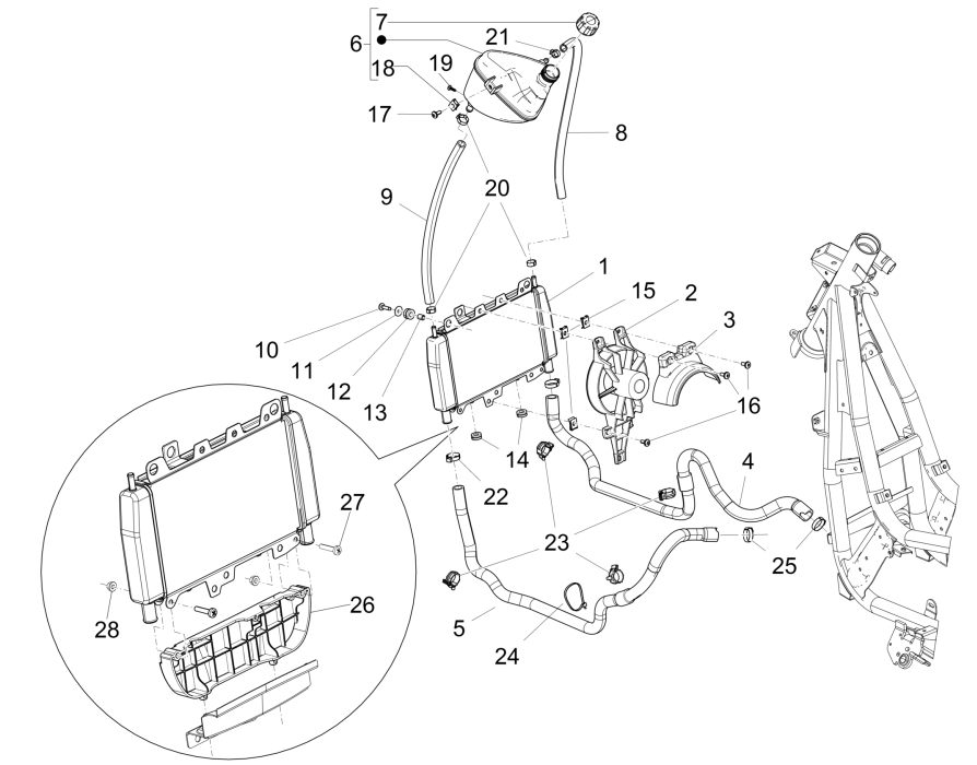 Piaggio Beverly 125 RST 4T 4V IE E3 2010-2015 Kühlsystem (EMEA)