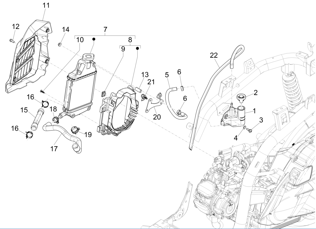 Kühlsystem Piaggio Medley 150 4T IE ABS E4 2016-2020 (EMEA)