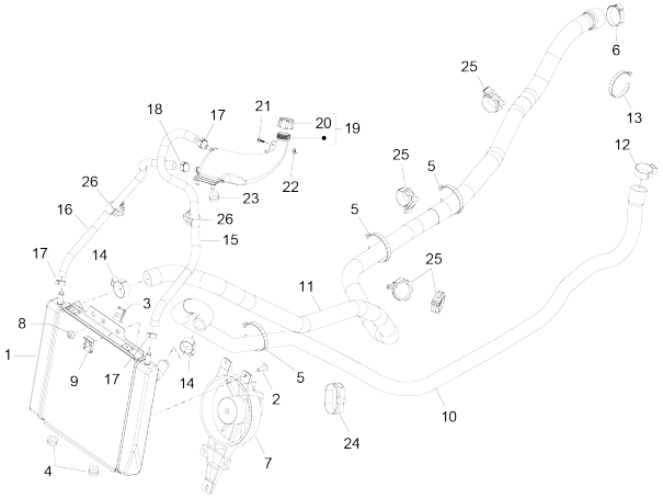 Kühlsystem Piaggio MP3 500 LT Sport 2014-2016