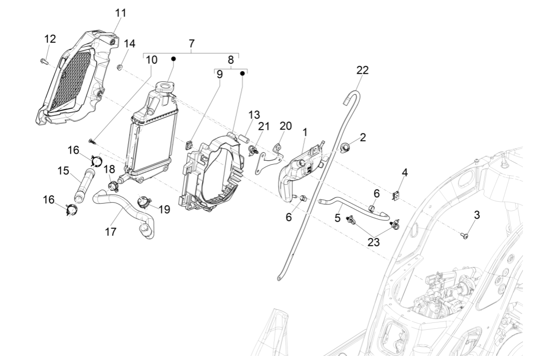 Kühlsystem Vespa GTS 125 4T E4 ABS 2019 (EMEA)