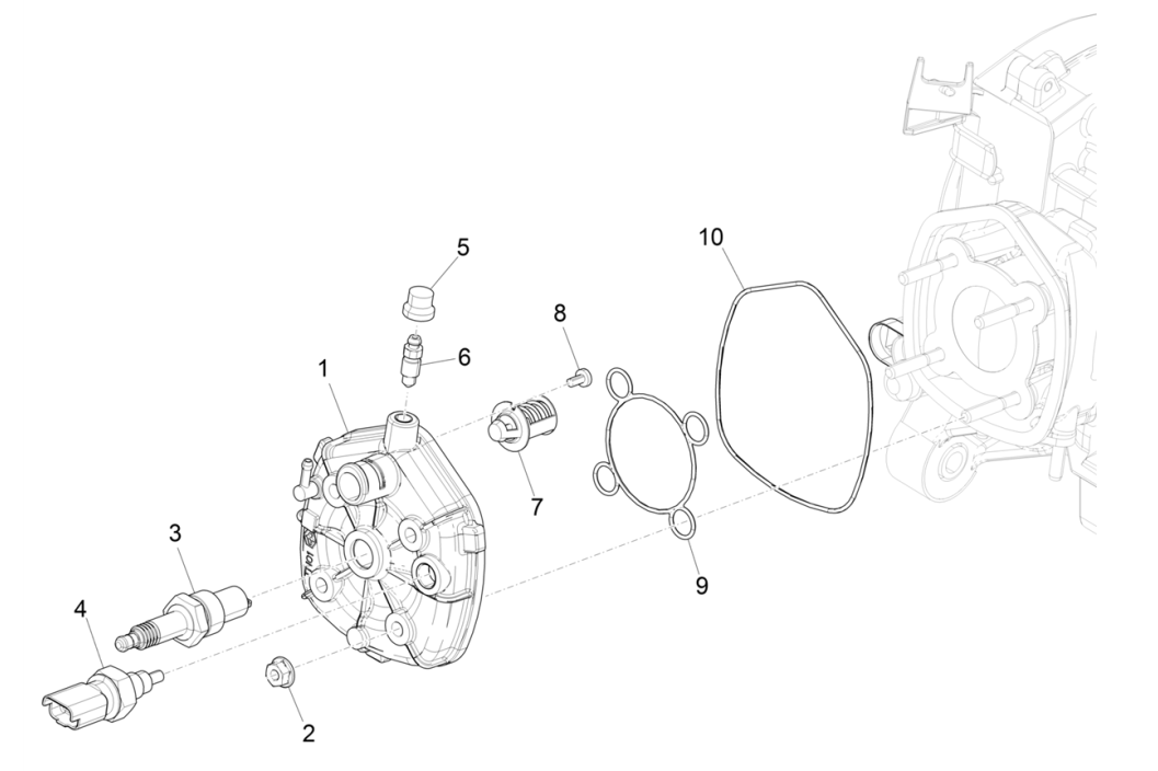 Zylinderkopf - Zündkerze Piaggio NRG Power 50 2-Takt LC Euro 4